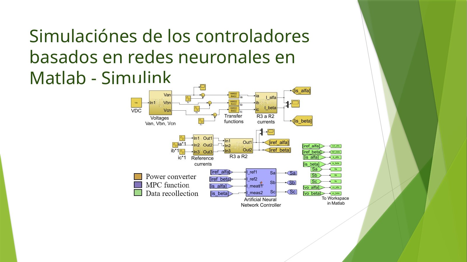 Lámina 8: Simulaciónes de los controladores basados en redes neuronales en Matlab - Simulink