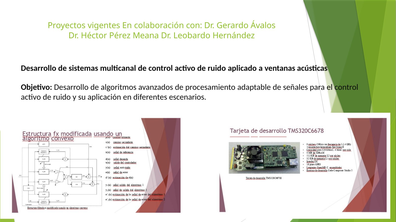Lámina 3: Proyectos vigentes En colaboración con: Dr. Gerardo Ávalos Dr. Héctor Pérez Meana Dr. Leobardo Hernández